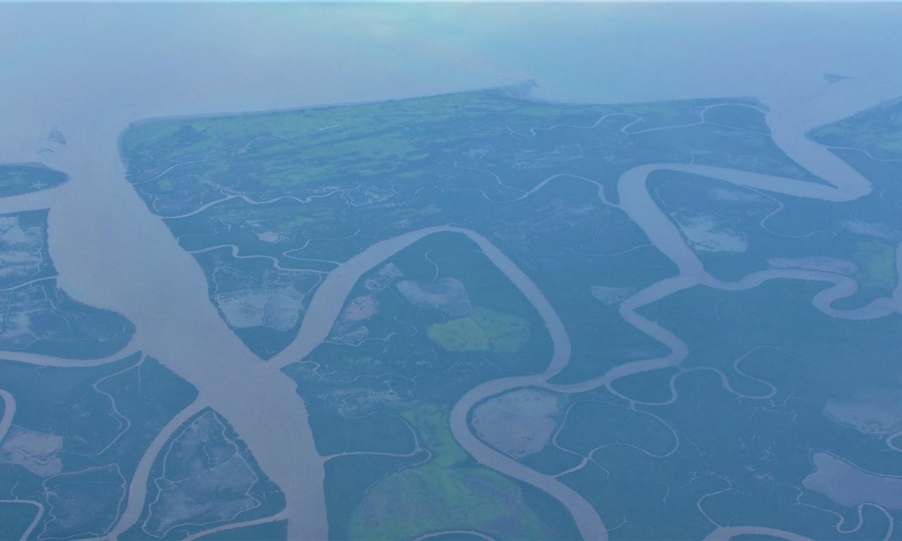 aerial video of ocean and rivers