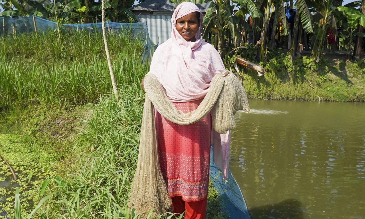 Mst. Shilpi Begum, an award winning woman entrepreneur and fish farmer. Photo by WorldFish.