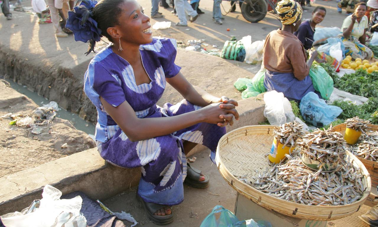 Fish trader in Lusaka, Zambia. Photo by Stevie Mann.