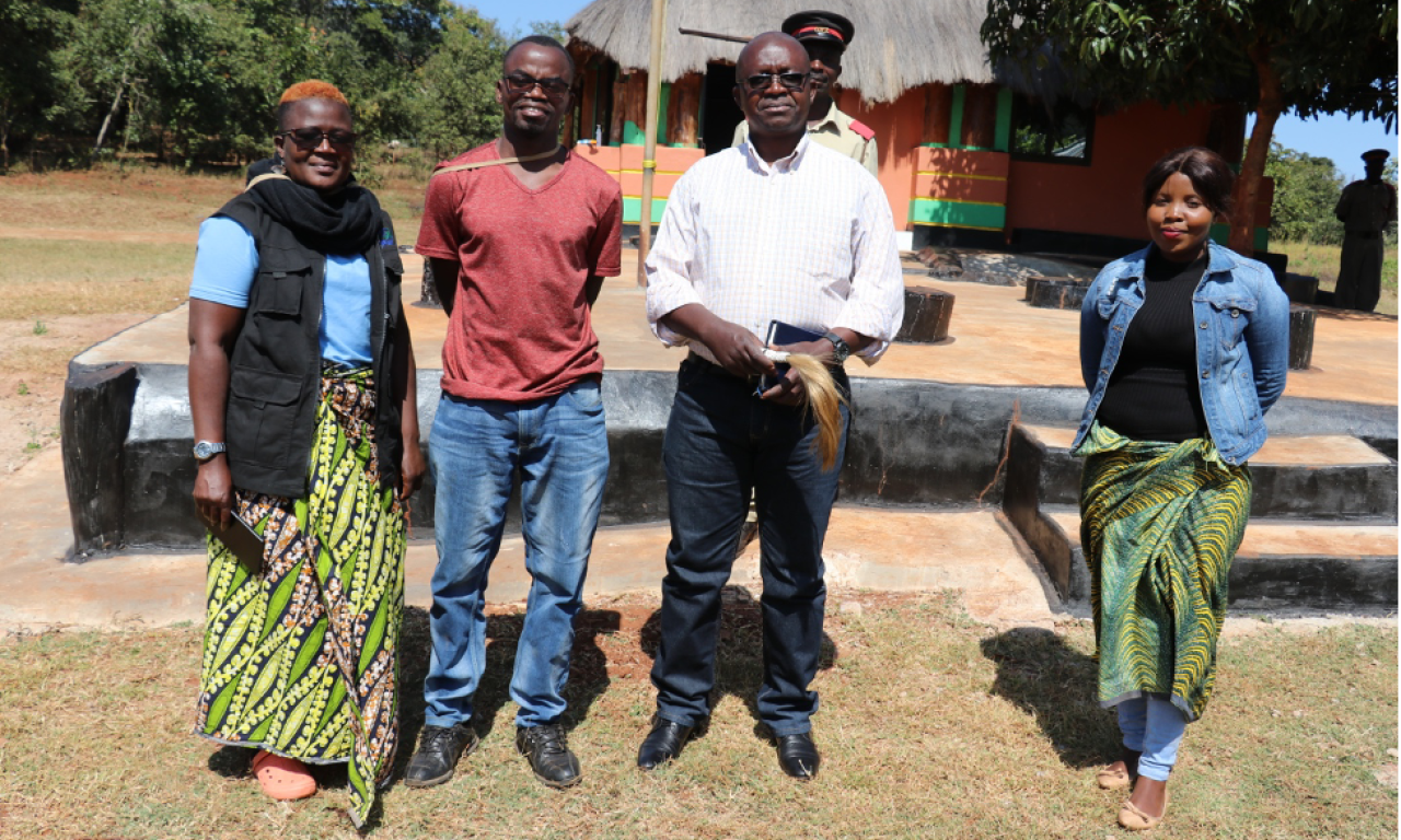 Chief Lumpuma of Lufwanyama District in the Copperbelt Province is aware of the fact that his subjects have been cutting trees indiscriminately and using forbidden fishing methods that are affecting the food and nutrition security of the community. Photo by Agness Chileya. 