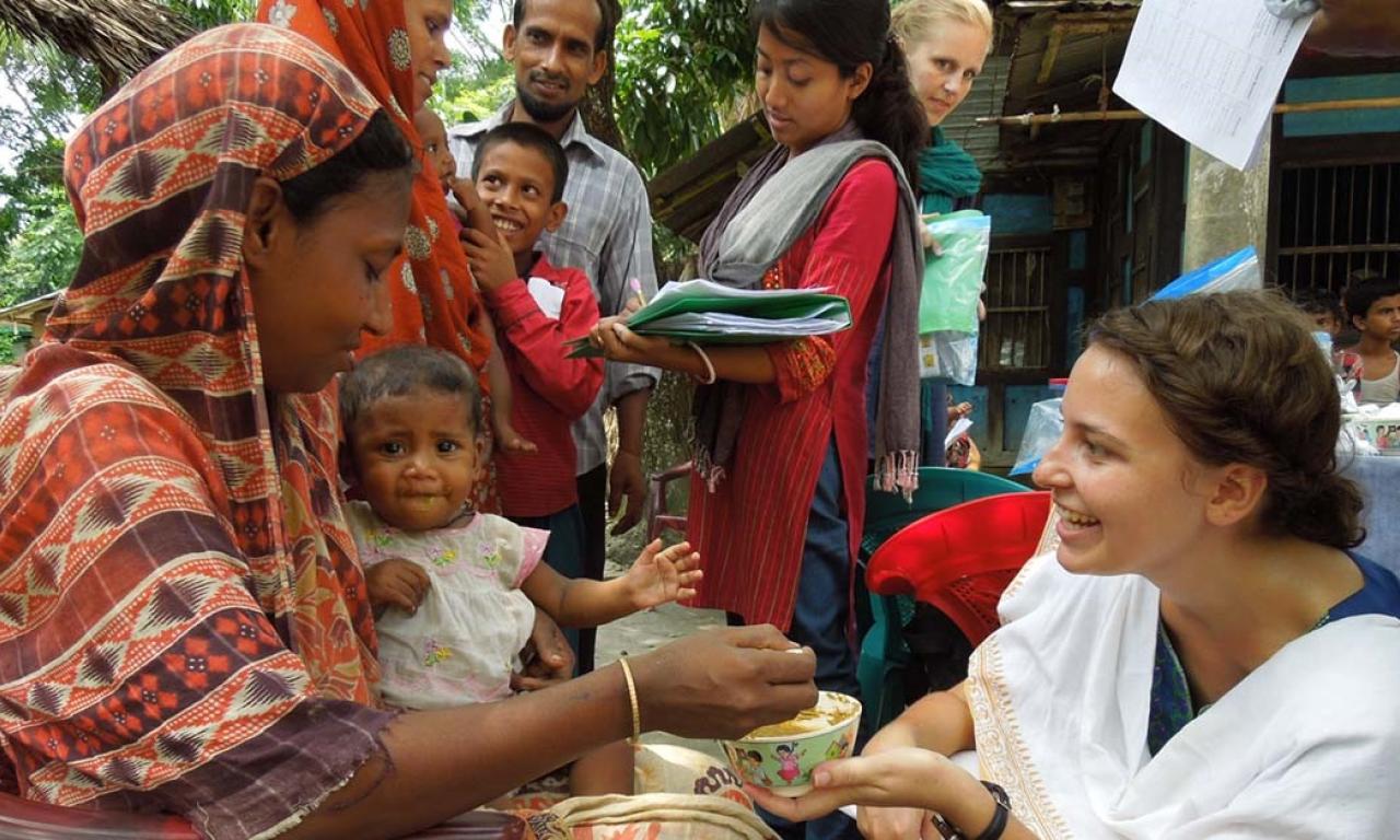 Jessica Bogard, PhD, works with rural communities in Bangladesh to test fish-based food products. 