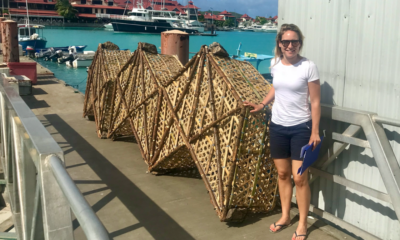 Just before interviewing trap fishers in Seychelles to learn about their values and preferences, as well as their views on the blue economy. Photo by Marleen Schutter.